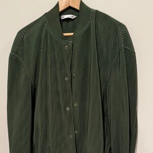 Pleated Olive Green Bomber